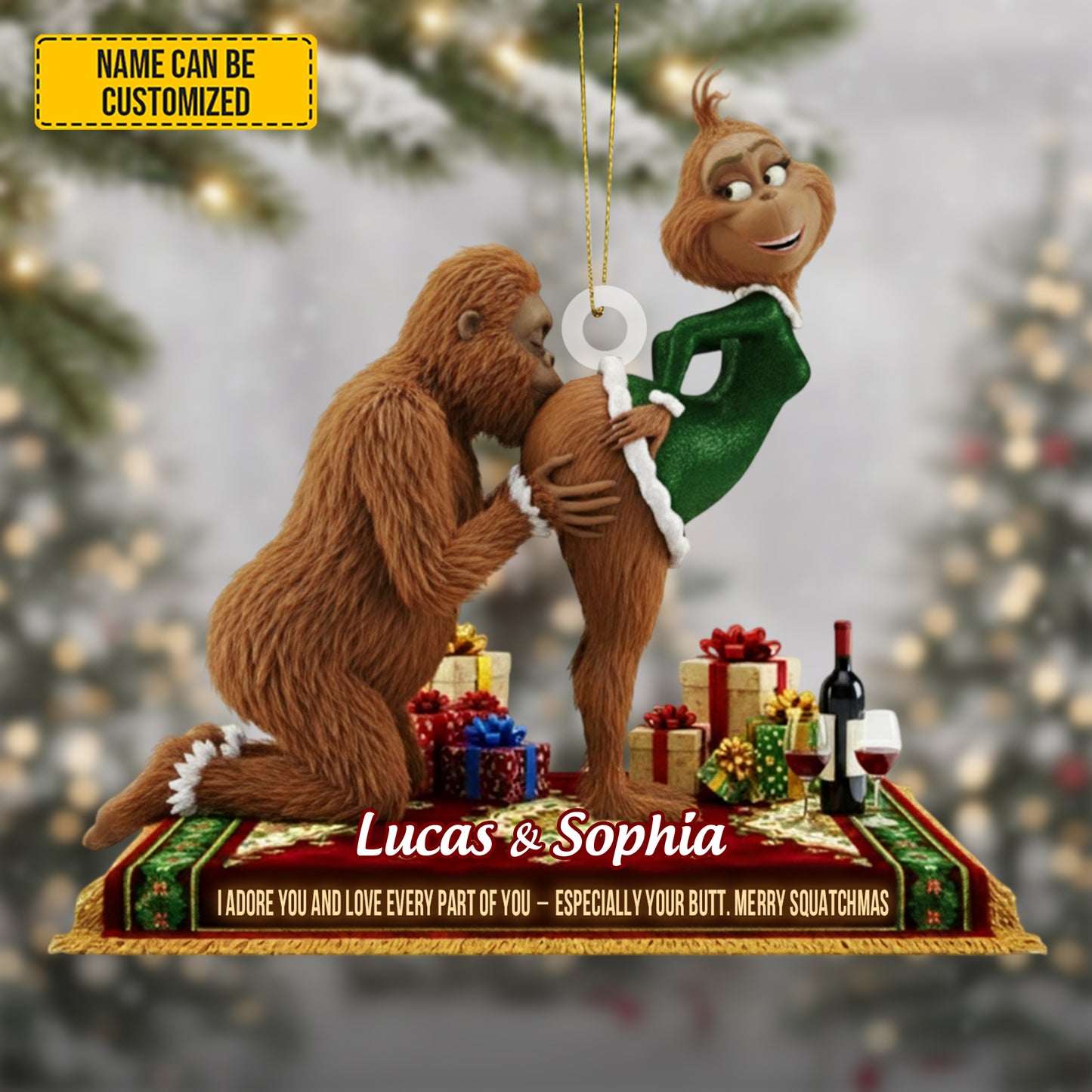 Bigfoot Couple Ornament – Personalized Funny Christmas Gift