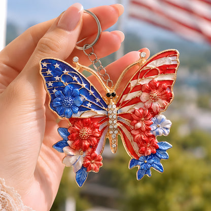 Beautiful Patriotic Butterfly Keychain
