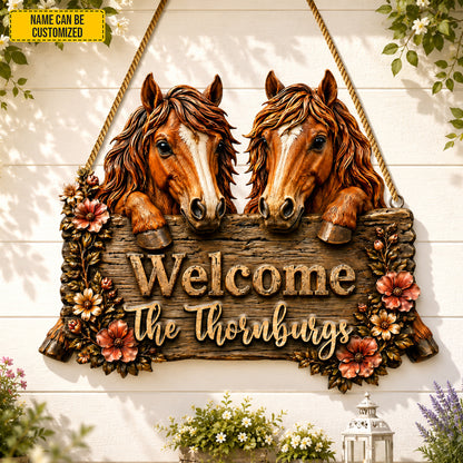 Personalized Horse Family Wooden Sign