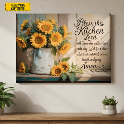 Personalized Sunflower Mom Kitchen Poster Canvas
