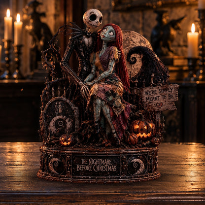 Gothic Skeleton Couple Eternal Love – Collectible Acrylic Halloween Table Decor
