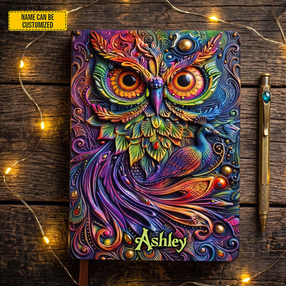 Personalized Colorful Owl Leather Journal