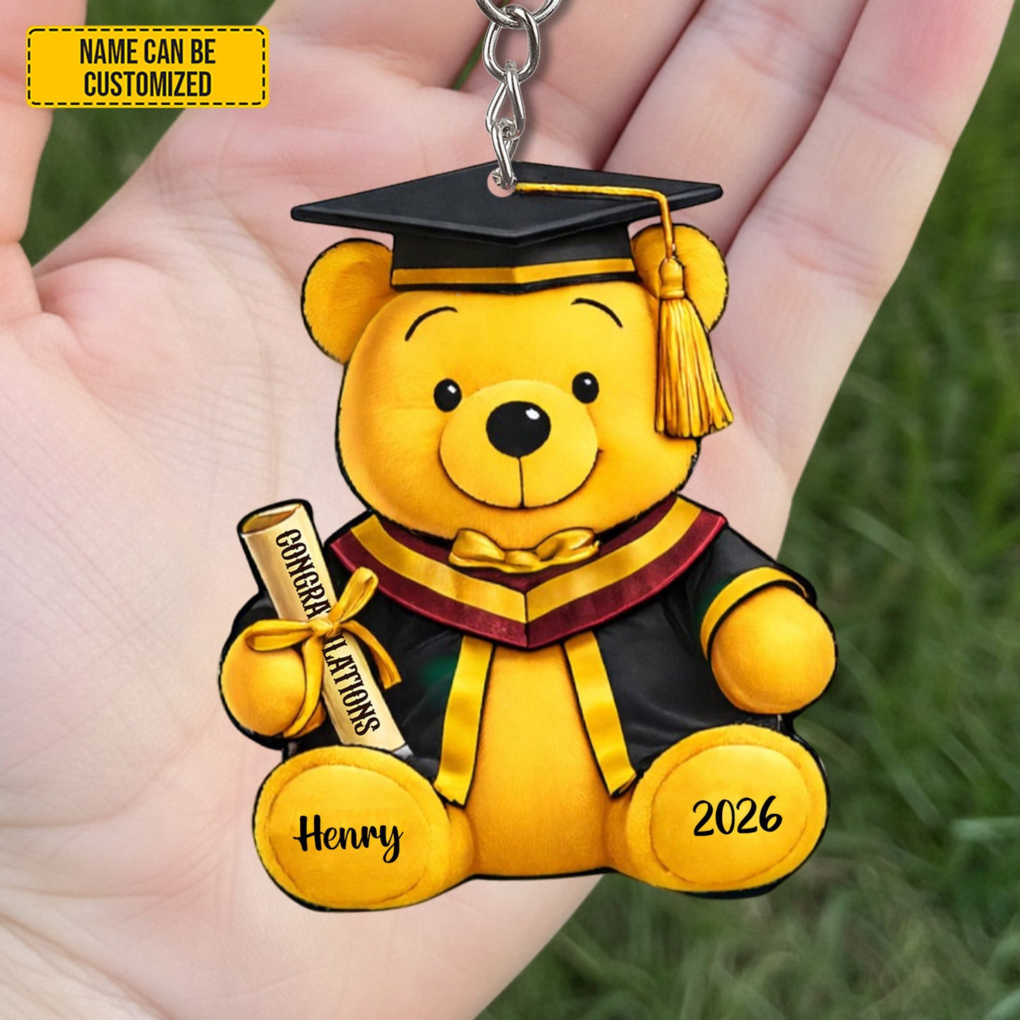 Personalized Graduation Bear Keychain