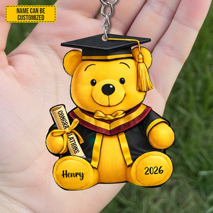 Personalized Graduation Bear Keychain