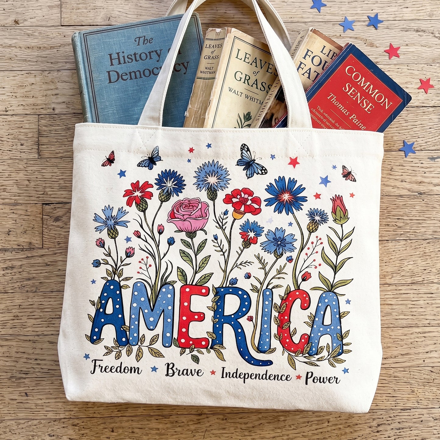 Patriotic Wildflower Tote Bag