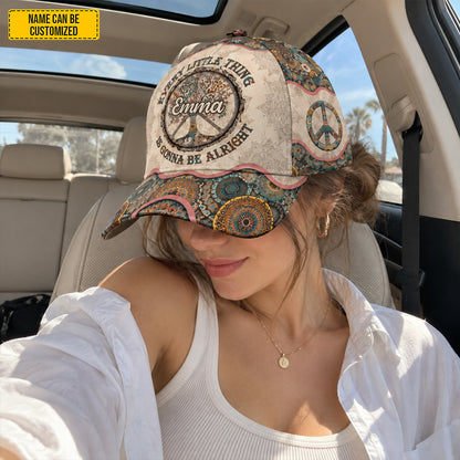 Personalized Boho Peace  Classic Cap – Custom Name Hippie Gift