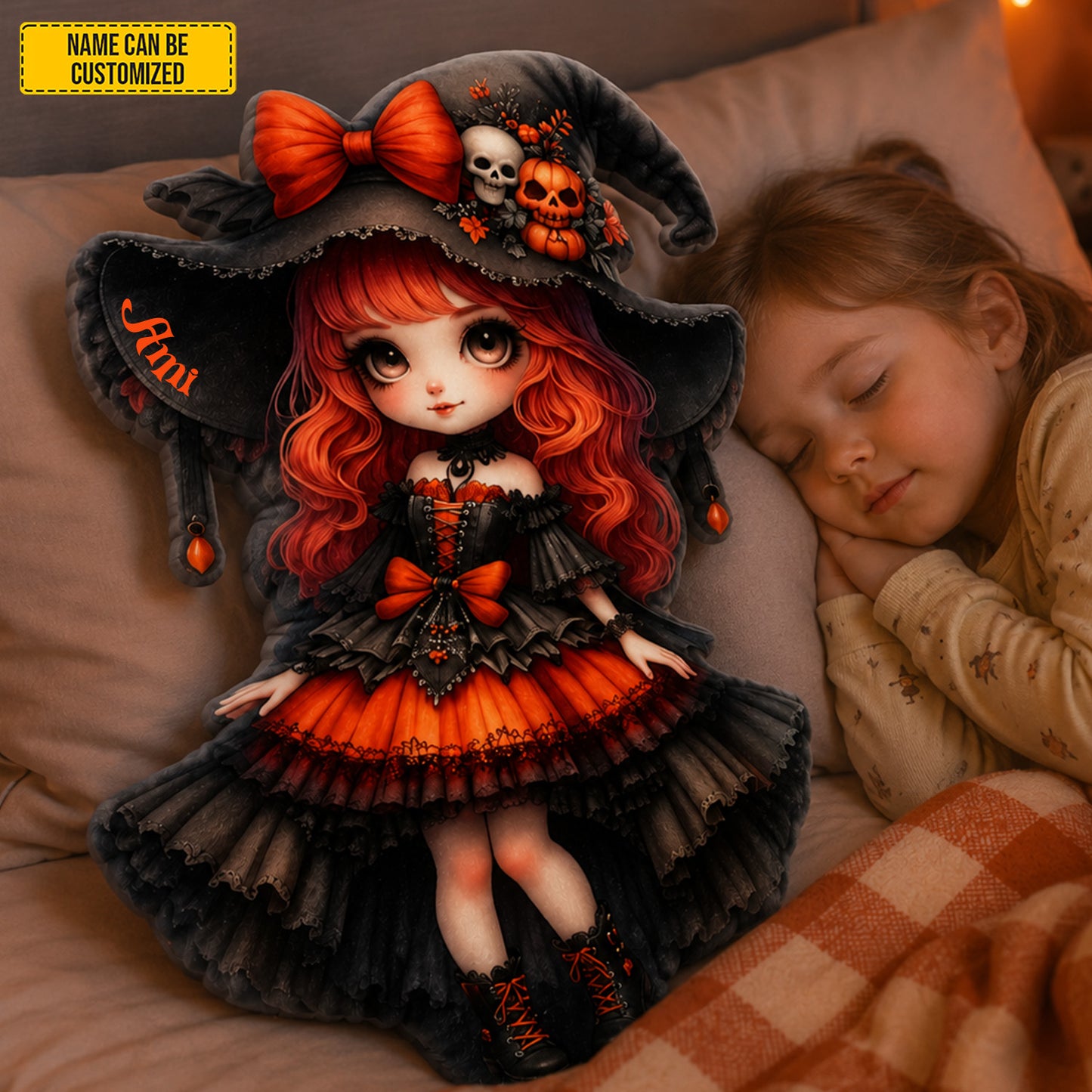 Personalized Gothic Witch Halloween Shape Pillow