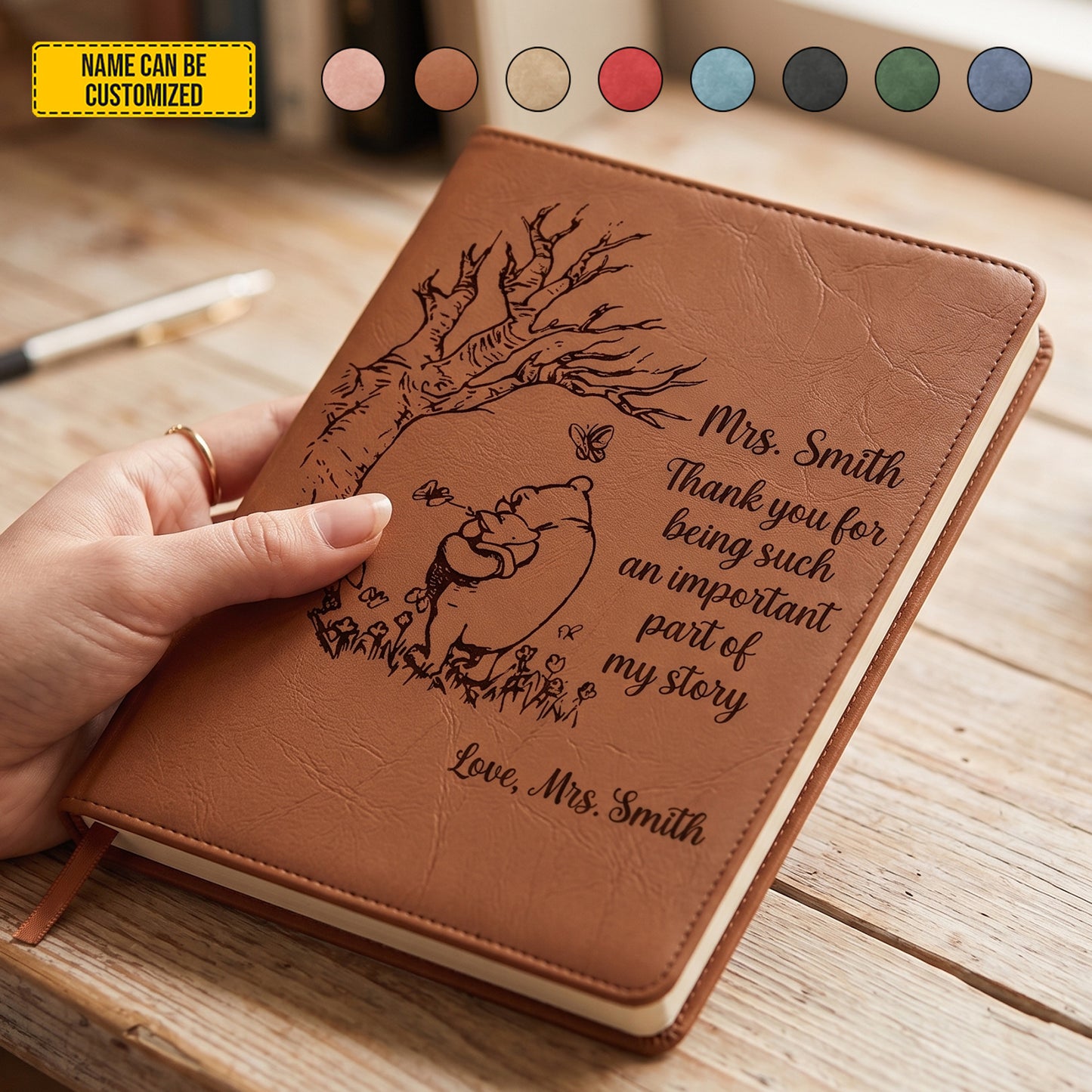 Personalized Thank You Teacher Leather Journal