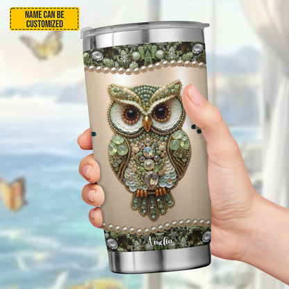 Personalized Sparkle Owl Stainless Steel Tumbler