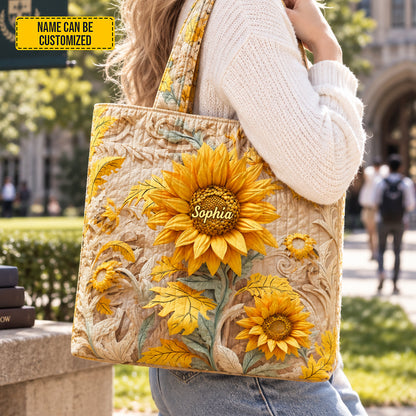 Personalized Sunflower Tote Bag