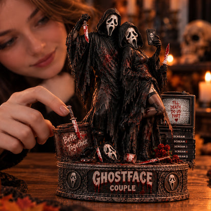 Ghostface Couple Wooden Block - Collectible Table Decor