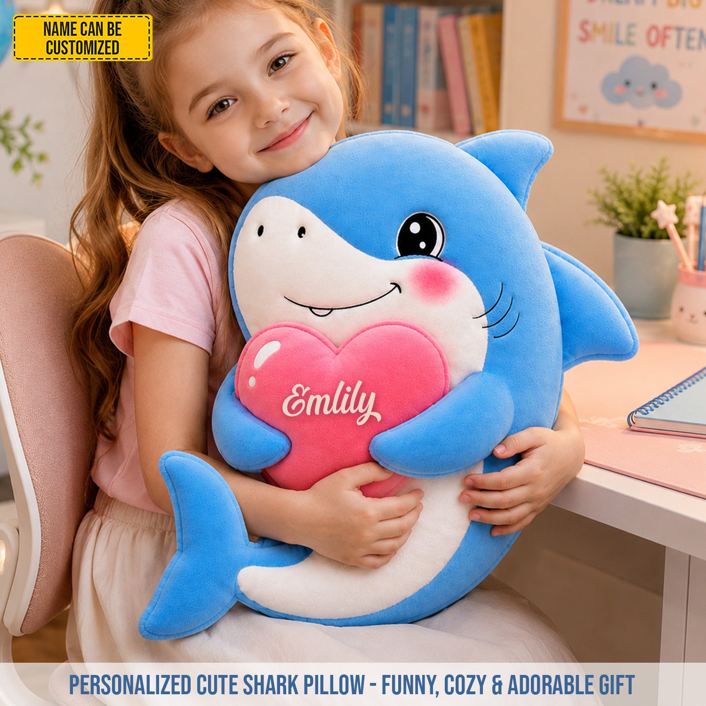 Personalized Cute Shark Custom Shape Pillow