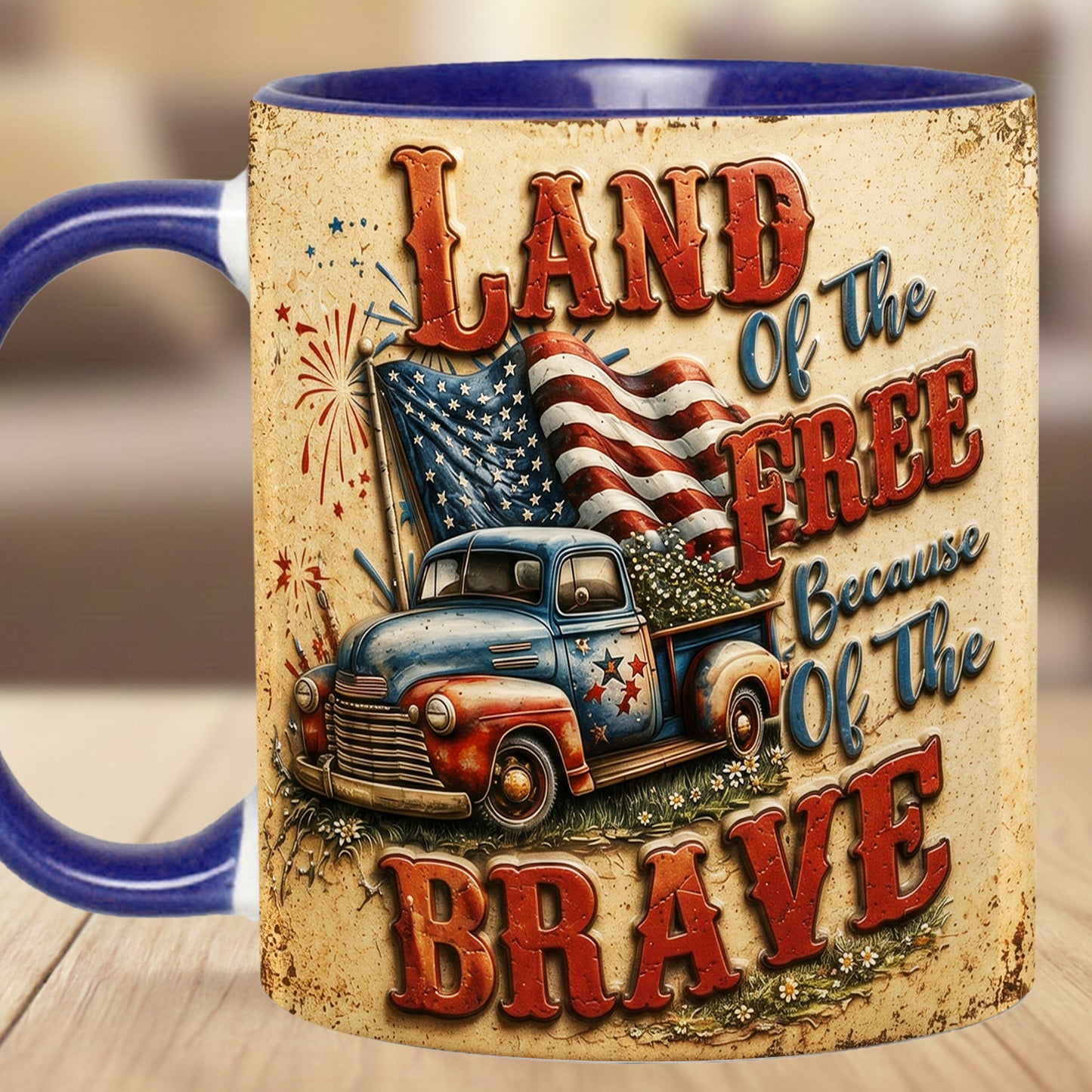 Land Of The Free - Truck Patriotic Accent Mug