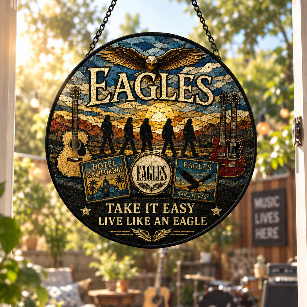 Eagles Take It Easy Stained Glass Suncatcher