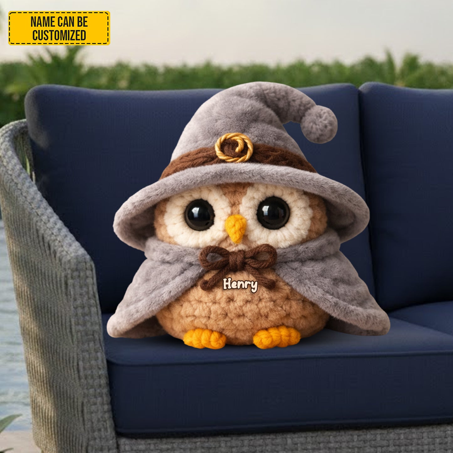 Personalized Cute Owl With Witch Hat Custom Shaped Pillow
