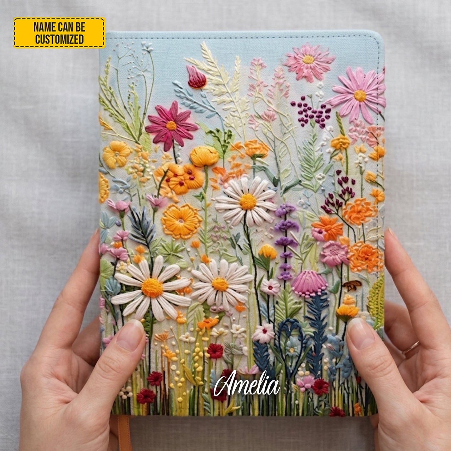 Personalized Floral Leather Journal
