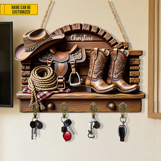 Personalized Western Cowboy Custom Shaped Key Rack