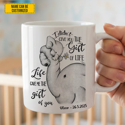 Personalized Elephant Mom & Baby White Mug