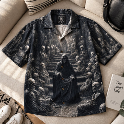 Memento Mori Skeleton Gathering – Gothic Hawaiian Shirt