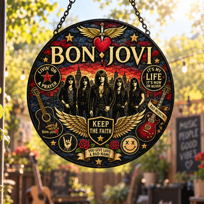 Bon Jovi Keep The Faith Stained Glass Suncatcher