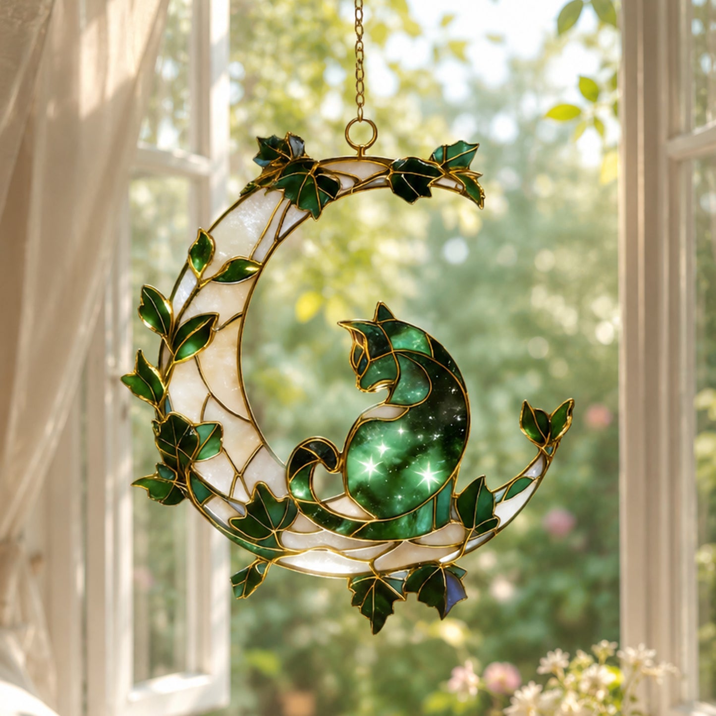 Magical Cat & Moonlight Acrylic Suncatcher