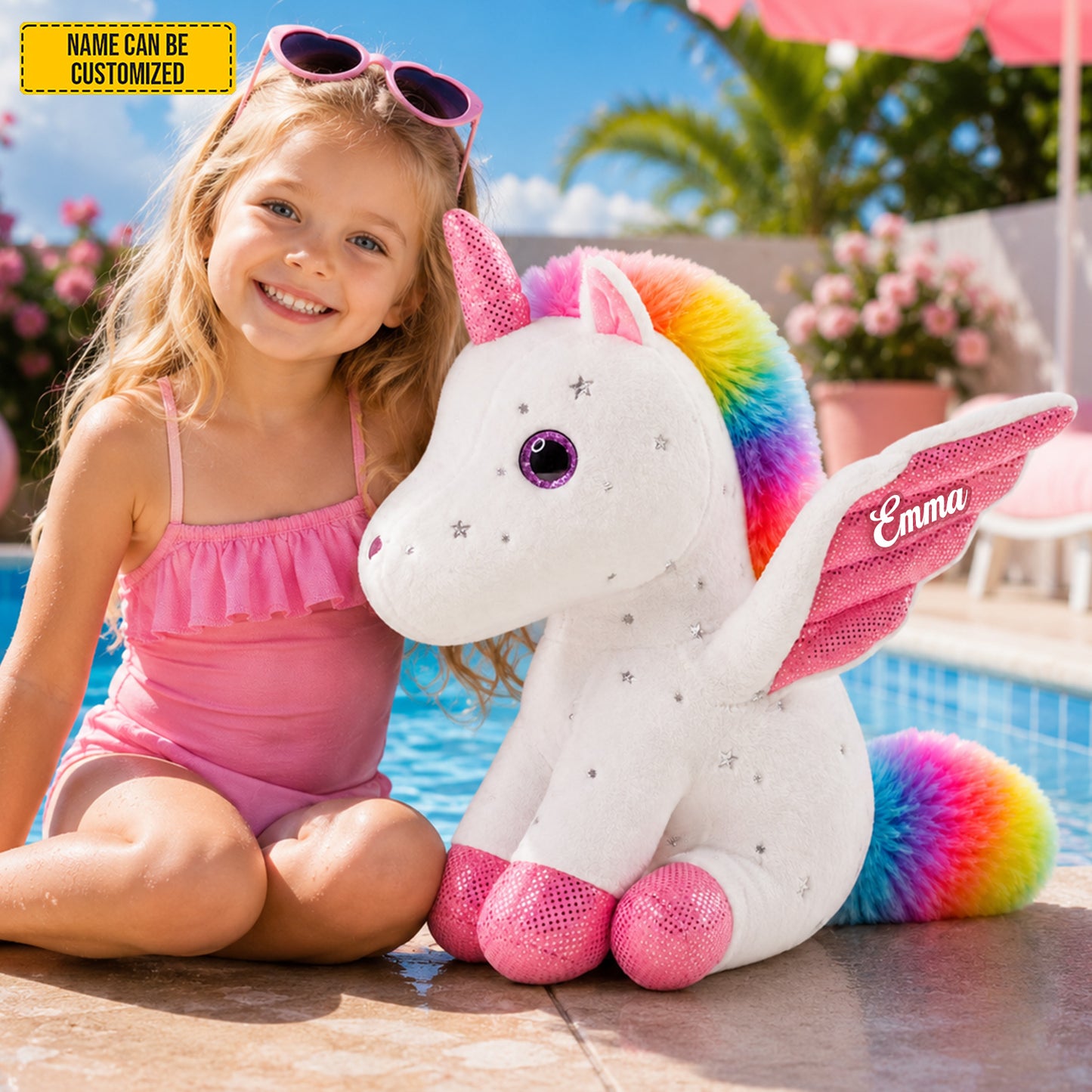 Personalized Rainbow Unicorn Custom Shaped Pillow