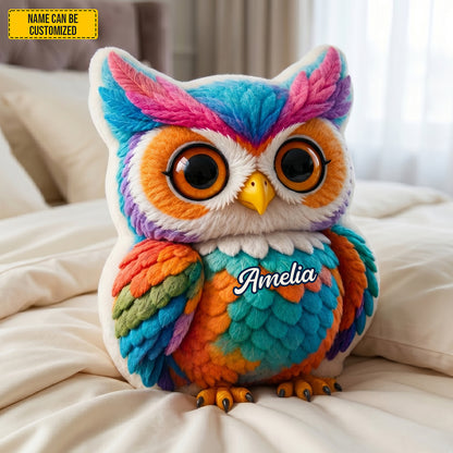 Personalized Cute Colorful Owl Shaped Pillow