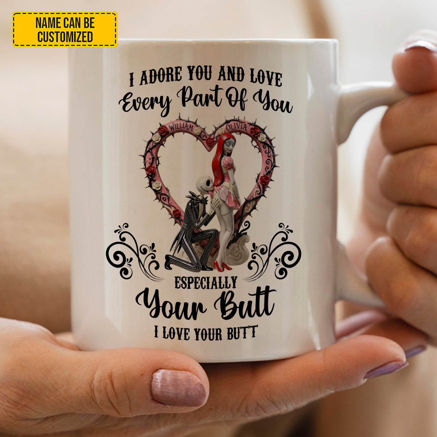 I Love Your Butt - Personalized Couple White Mug