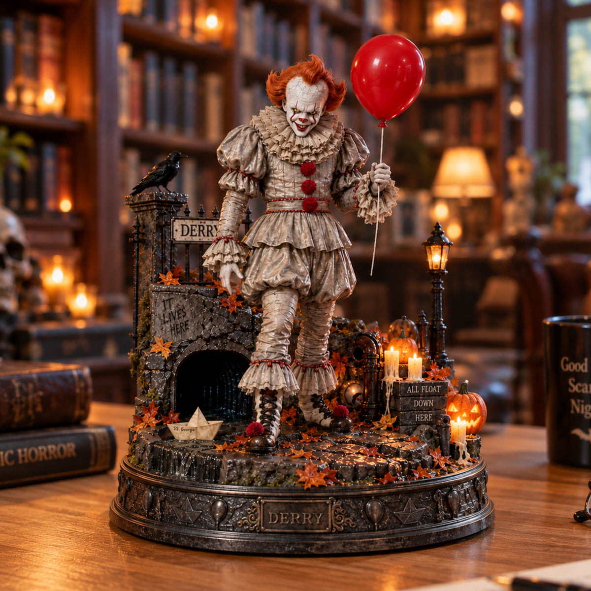 Pennywise Derry IT Horror Wooden Block - Collectible Table Decor