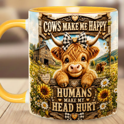Cows Make Me Happy - Personalized Cow Accent Mug