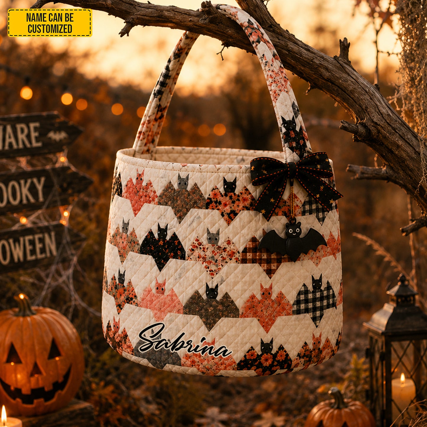 Personalized Halloween Bat Candy Basket