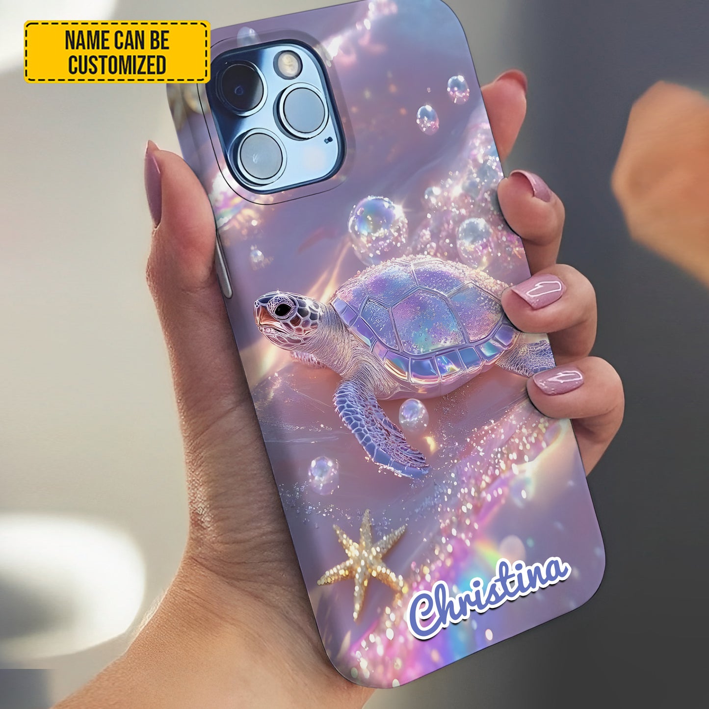 Personalized Sparkle Ocean Turtle Phone Case