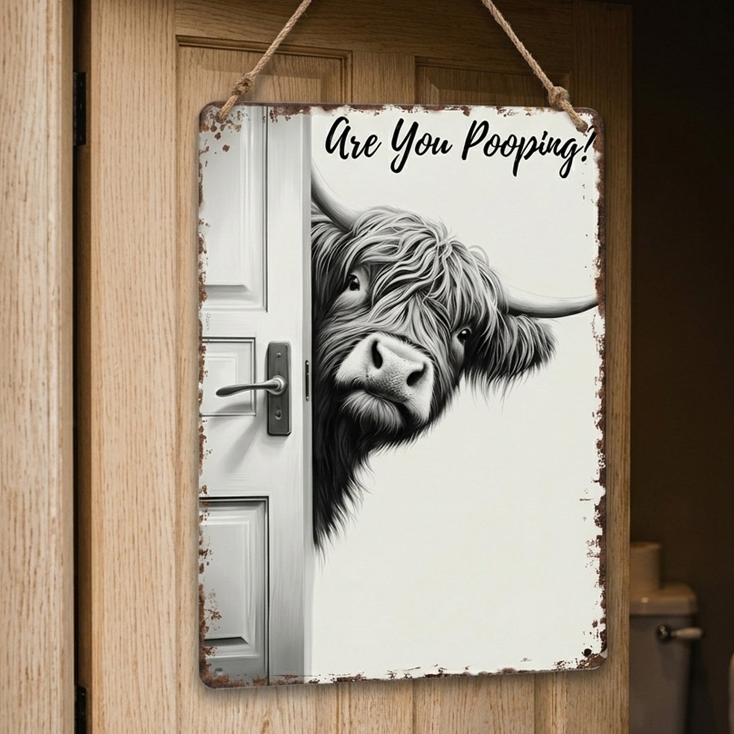 Funny Cow Metal Sign Bathroom - Perfect Gift For Home