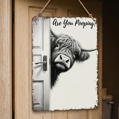 Funny Cow Metal Sign Bathroom - Perfect Gift For Home