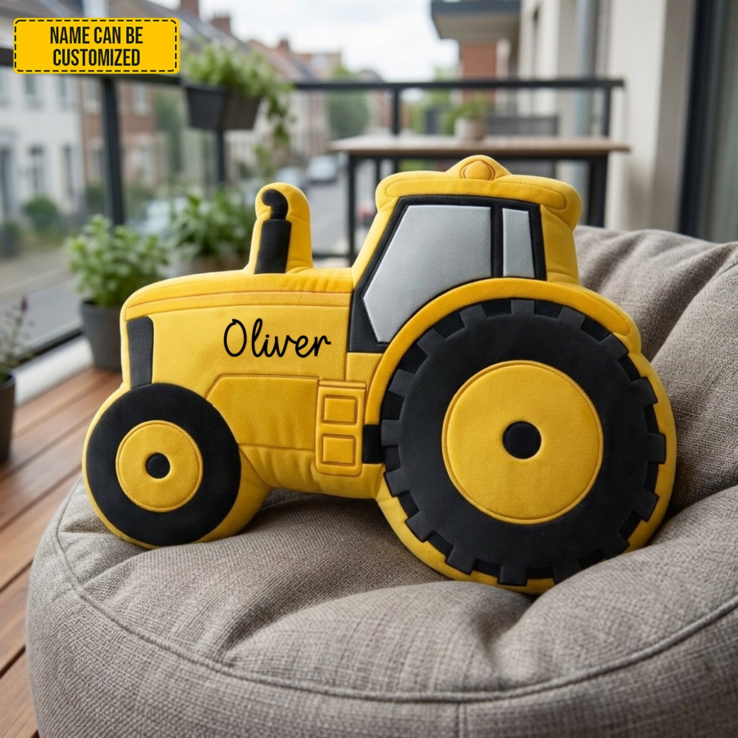 Personalized Cozy Tractor Shaped Pillow