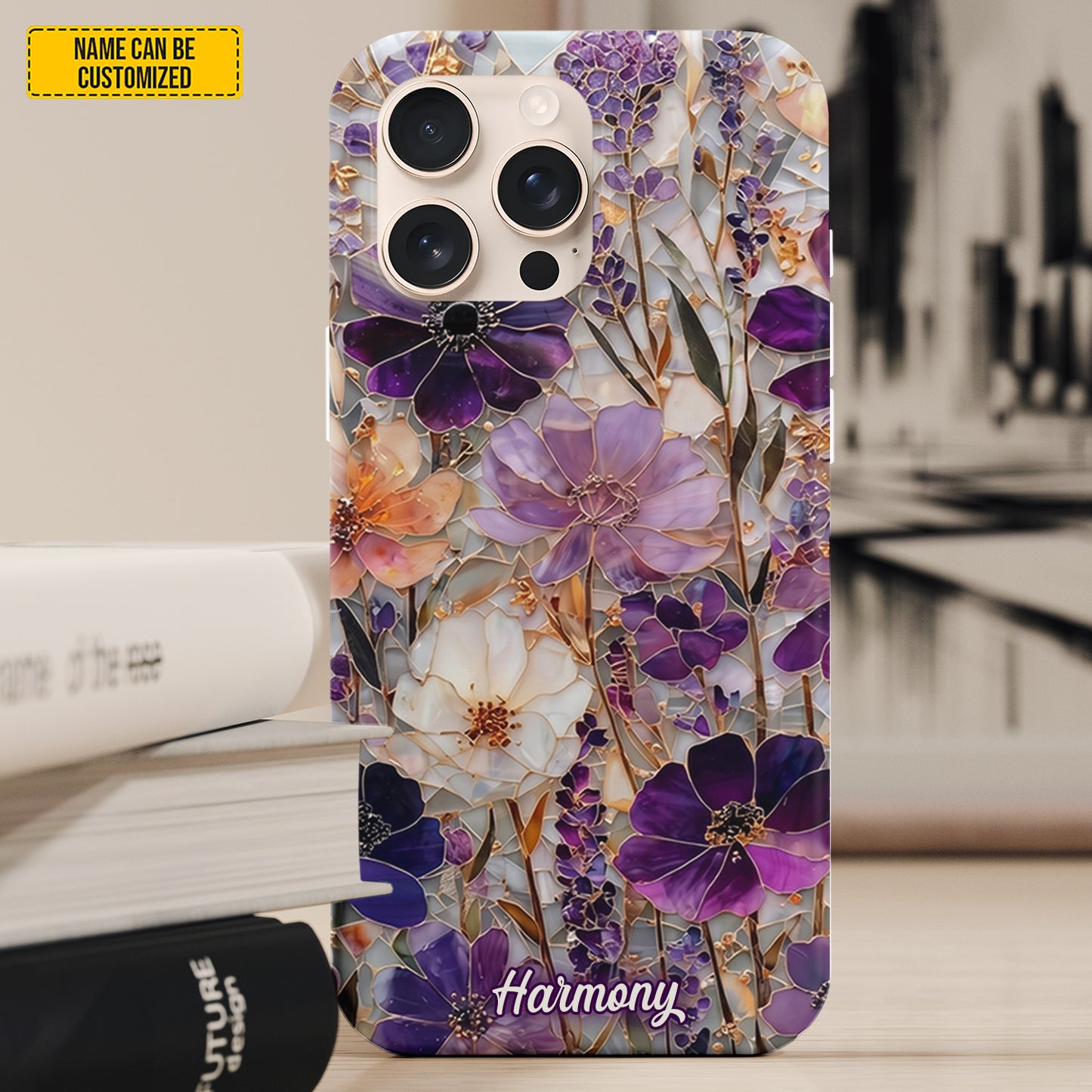 Personalized Floral Stained Glass Phone Case