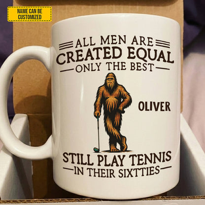 Still Play Tennis In Their Sixties – Personalized Bigfoot White Mug