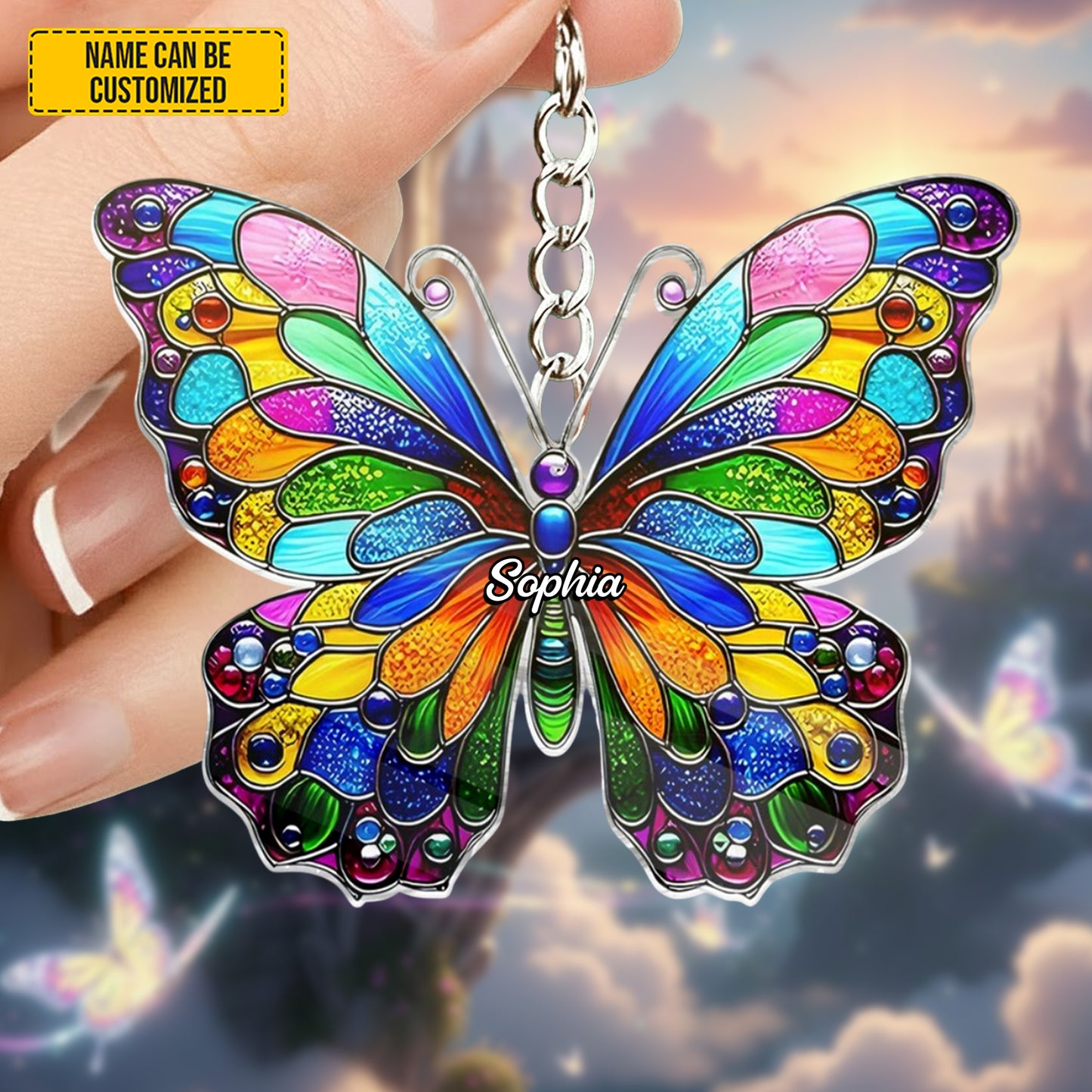 Personalized Colorful Butterfly Keychain