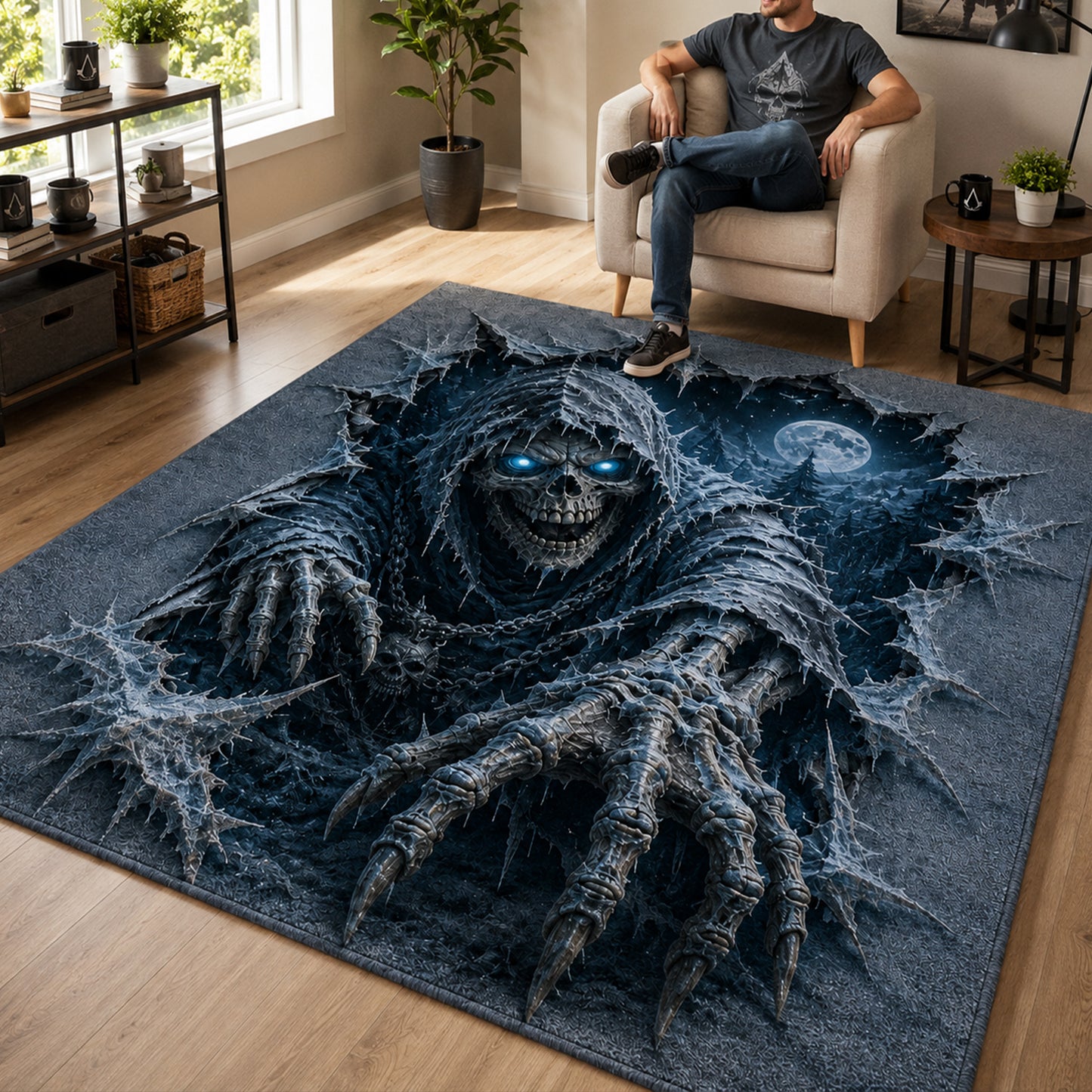 Grim Reaper Skull Halloween Area Rug