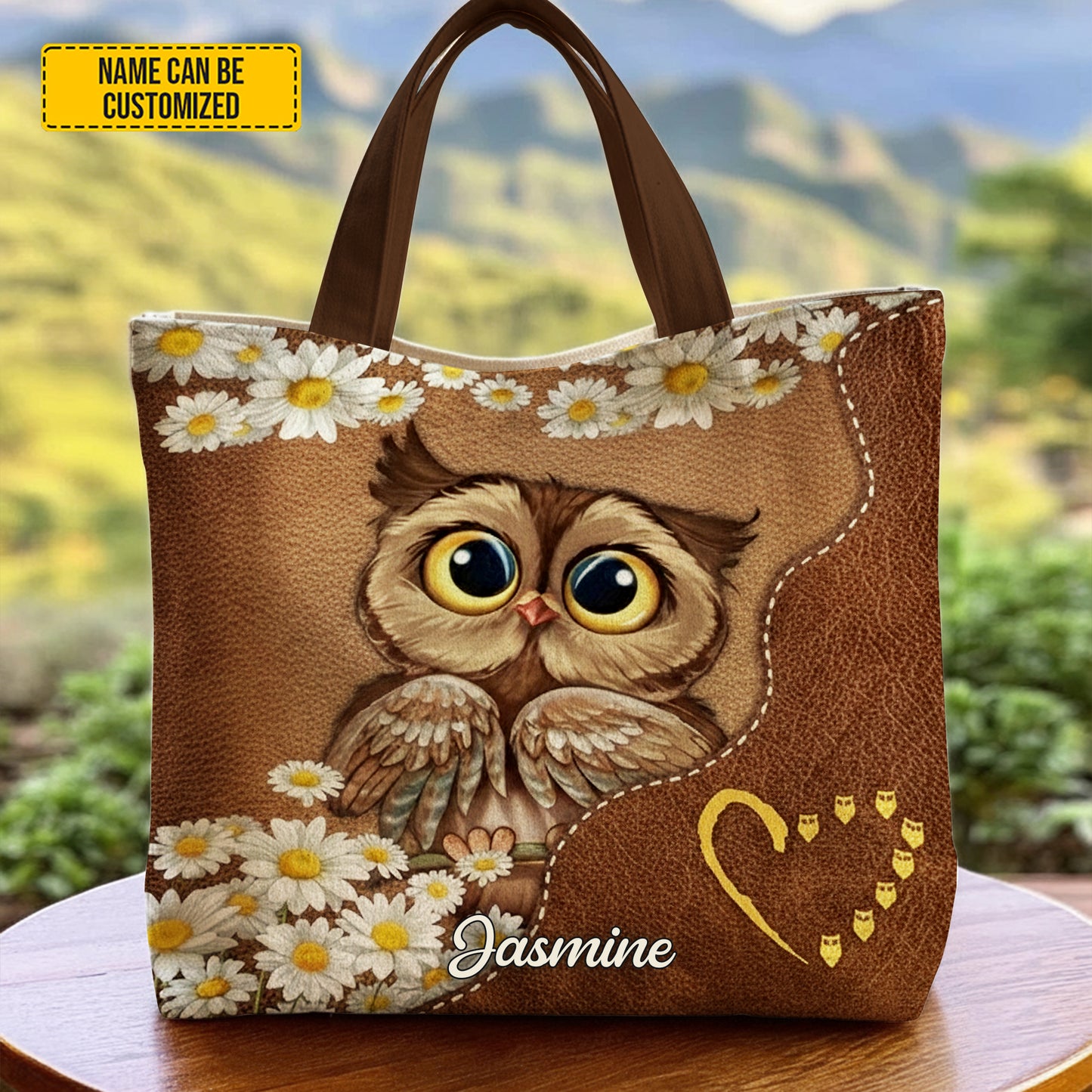 Cute Owl Flower - Personalized Owl Tote Bag
