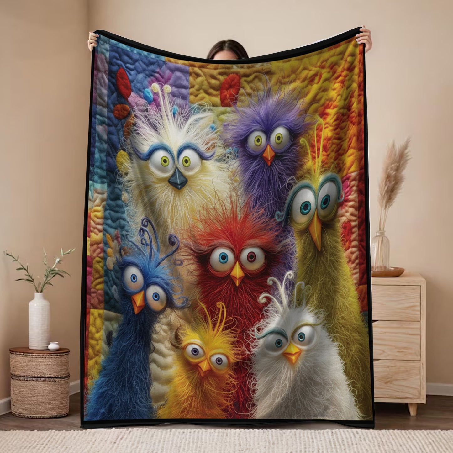 Personalized Funny Chicken Colorful Blanket