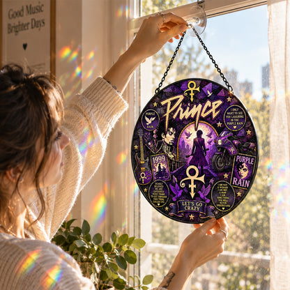 Prince Purple Rain Stained Glass Suncatcher