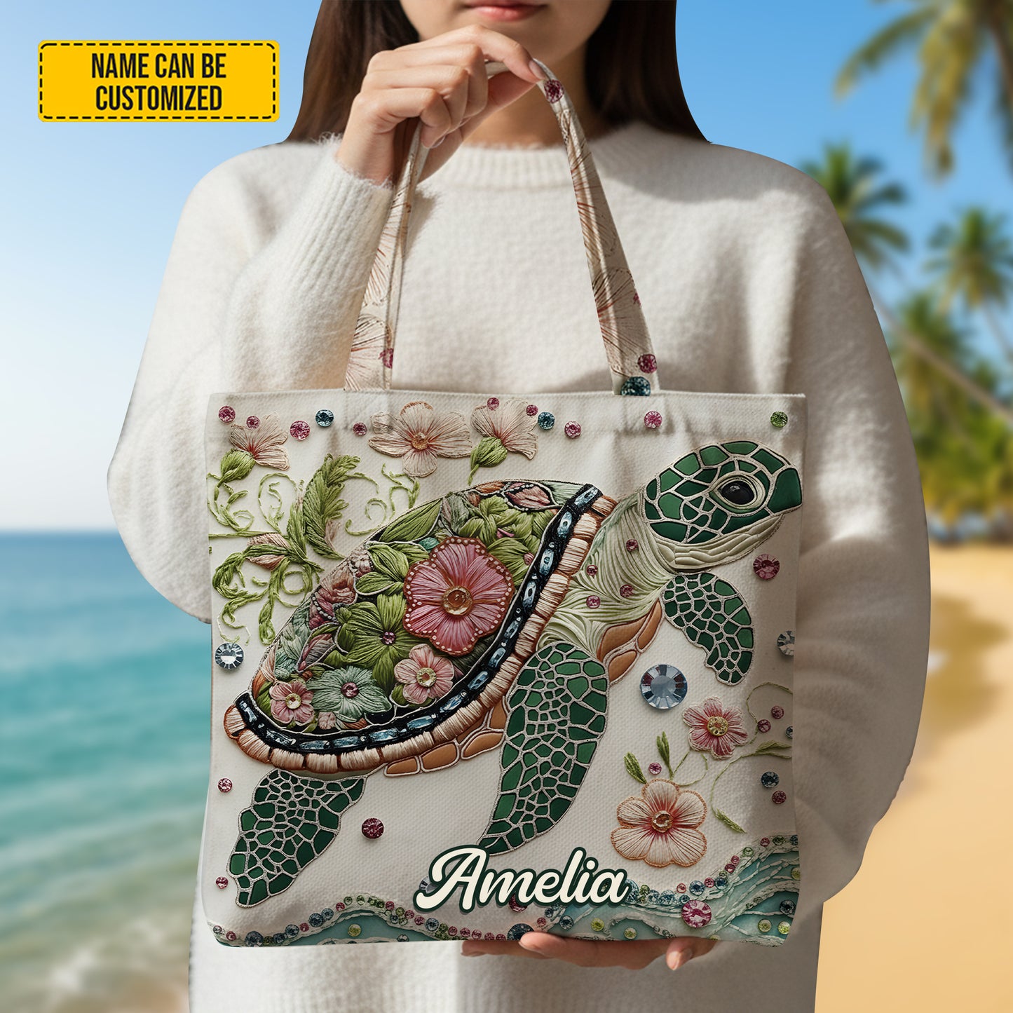 Personalized Sea Turtle Tote Bag
