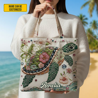 Personalized Sea Turtle Tote Bag