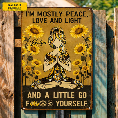 Personalized Sunflower Hippie Yoga Metal Sign