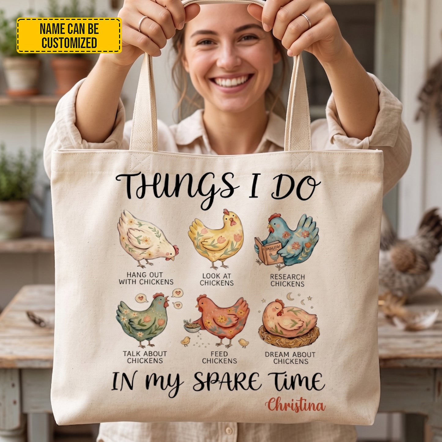 Personalized Chicken Lover Tote Bag