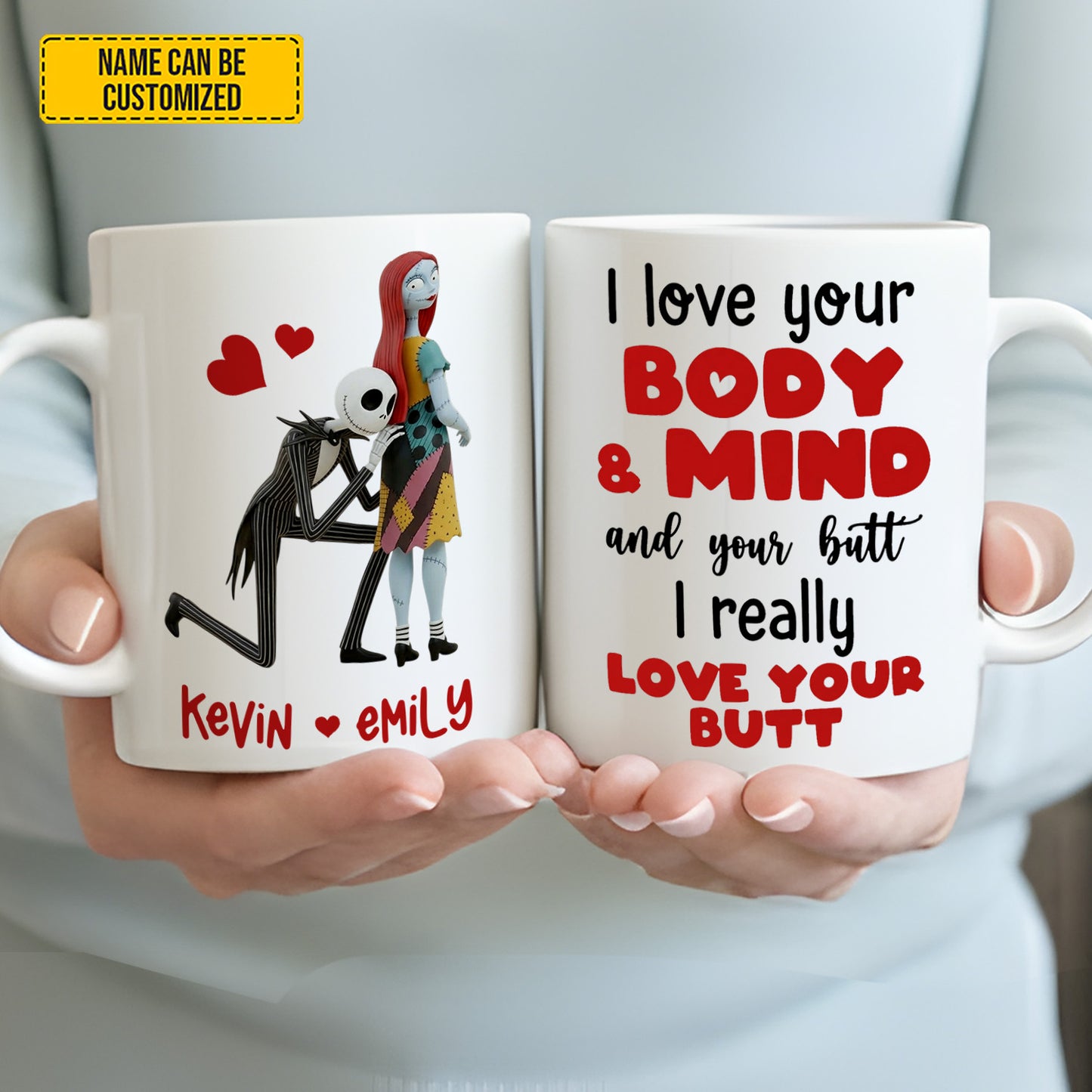 I Love Your Body - Personalized Couple Gothic White Mug
