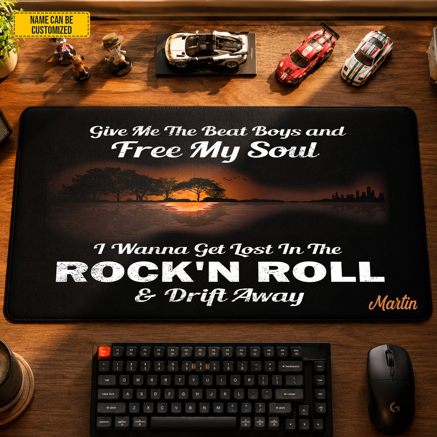 Rock ’N Roll & Drift Away – Personalized Classic Rock Desk Mat