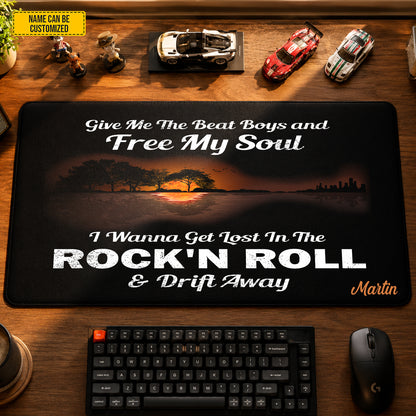 Rock ’N Roll & Drift Away – Personalized Classic Rock Desk Mat
