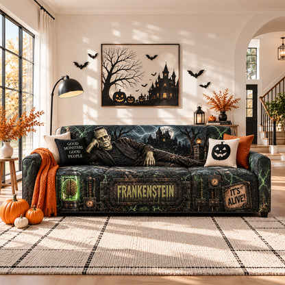 Frankenstein Horror Sofa Cover – Halloween Horror Quilted Home Decor